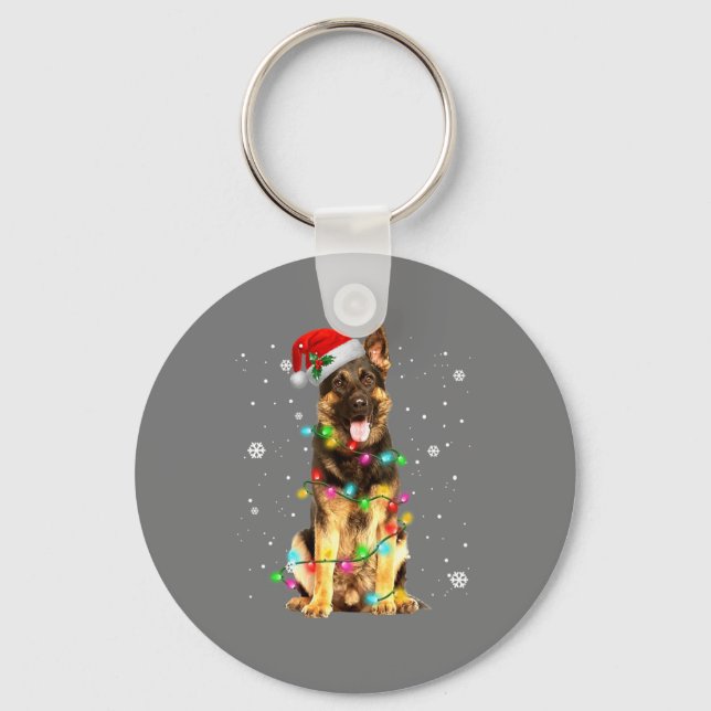 Porte-clés Jeu de Noël de l'arbre de berger allemand (Recto)
