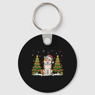 Porte-clés Jeu de Noël Lumières Akita Inu Chien Santa Hat Noë