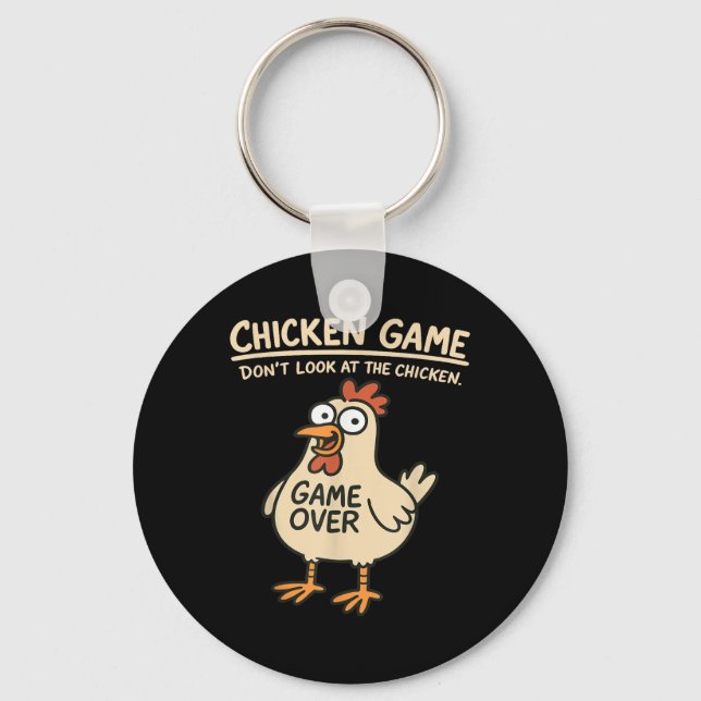 Porte-clés Jeu De Poulet Ne Regarde Pas Le Poulets Drôle De P (Recto)