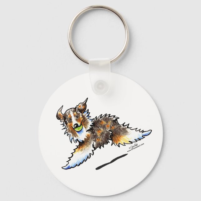 Porte-clés Jeu de Red Merle Australian Shepherd (Recto)