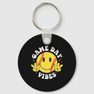 Porte-clés Jeu Jour Vibes Smile Face Softball maman maman soe