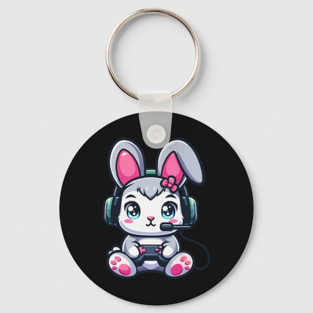 Porte-clés Jeu Pâques Bunny mignon gamer fille 1 (Recto)