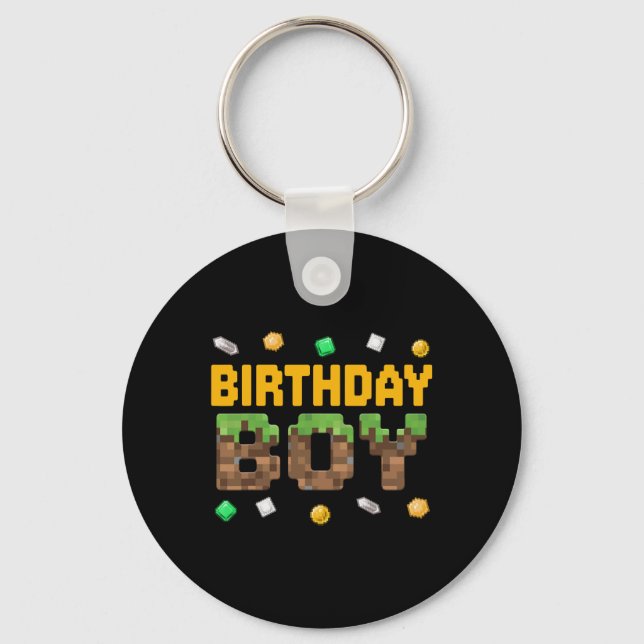 Porte-clés Jeu vidéo drôle d'anniversaire garçon Pixel Numéro (Recto)