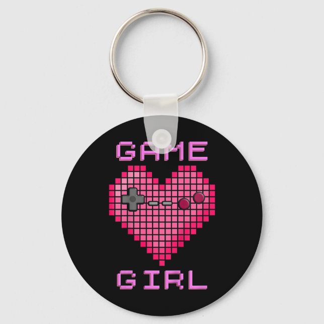 Porte-clés Jeu Vidéo Enfants Fille Retro Jeu Pixel Coeur Cont (Recto)