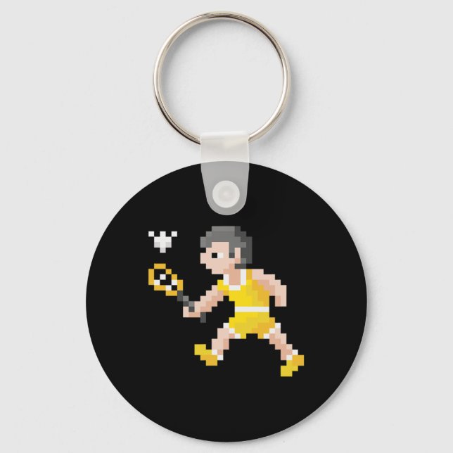 Porte-clés Jeu vidéo Retro 80s Pixel Art Badminton Player (Recto)