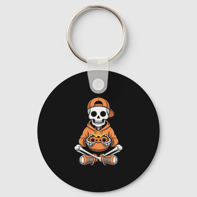 Porte-clés Jeu vidéo squelette effrayant Halloween jeu gamer  (Recto)