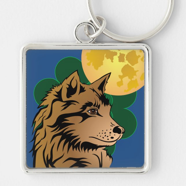 Porte-clés jeune loup rêveur (Devant)