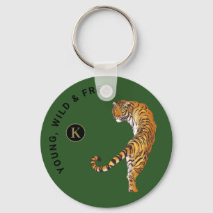 Porte-clés Jeune, sauvage et libre Tigre Monogramme Arrière -