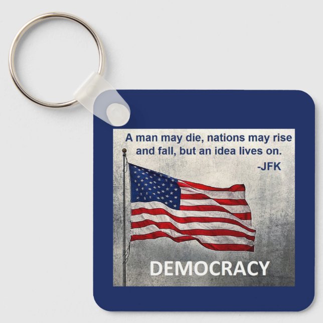 Porte-clés JFK Citation Démocratie Drapeau américain Design (Recto)