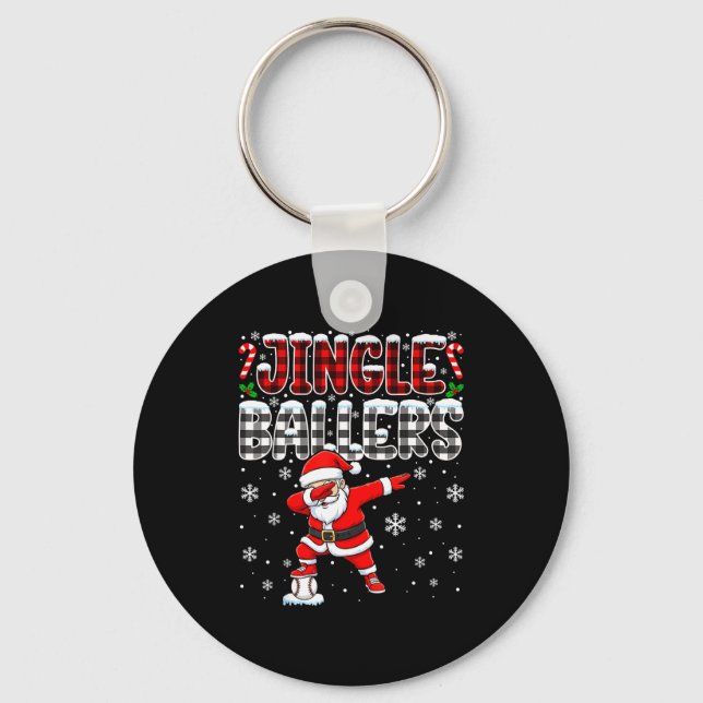 Porte-clés Jingle Ballers Plaid Santa Dabbing Baseball Christ (Recto)