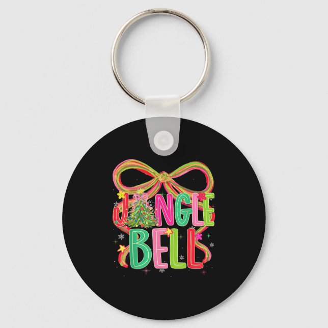 Porte-clés Jingle Bells Coquette Bow Merry Christmas Tree Gir (Recto)