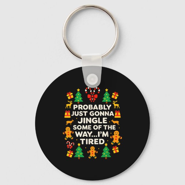 Porte-clés Jingle de Noël drôle un peu fatigué pour H (Recto)