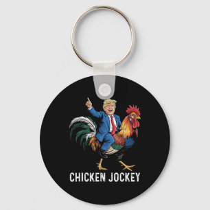 Porte-clés Jockey de poulet Trump drôle Mème Surreal Humour T