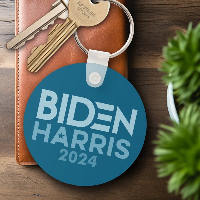 Porte-clés Joe Biden Kamala Harris 2024 bleu blanc (Personalized Keychain - Biden Harris)