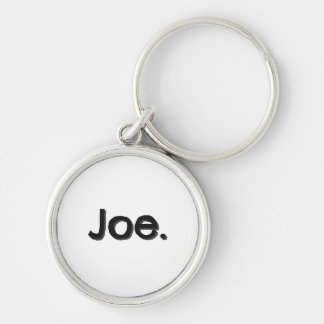 Porte-clés Joe. Nom en lettres noires sur fond blanc