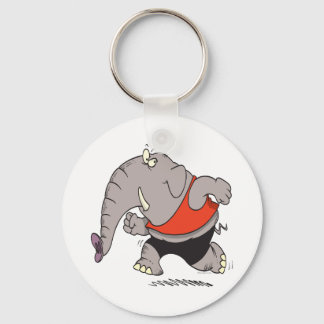 Porte-clés joggeur idiot éléphant de dessin animé qui fait du