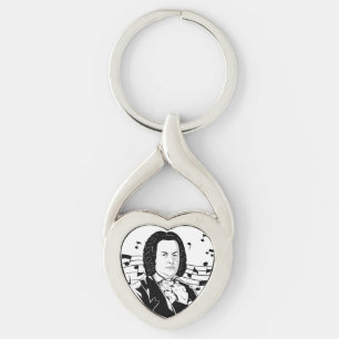 Porte-clés Johann Sebastian Bach Portrait et buste avec notes