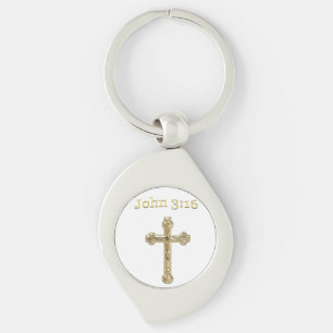 Porte-clés John 3:16 Croix d'or