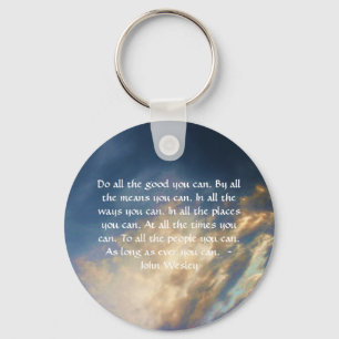 Porte-clés John Wesley Citation Vivante Avec Ciel Bleu Nuages
