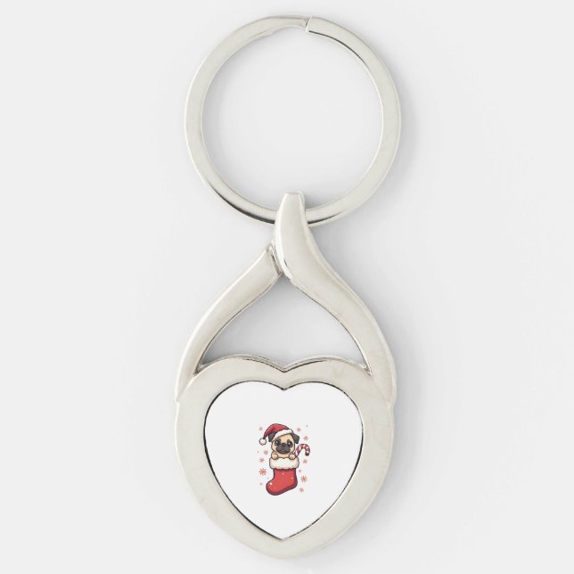 Porte-clés Joie de Santa Pug (Devant)