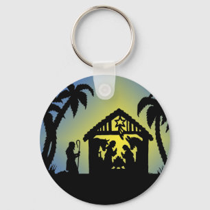 Porte-clés Joie de silhouette de nativité au monde