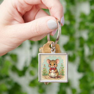 Porte-clés Joli adorable petit souris avec cravate