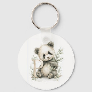 Porte-clés Joli alphabet d'animaux bébé en aquarelle Panda