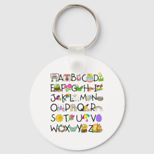 Porte-clés Joli Alphabet Drôle Jour de Pâques Abc Alphabet Oe