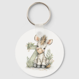Porte-clés Joli alphabet en aquarelle de bébé animal Zèbre