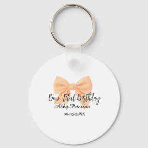 Porte-clés Joli anniversaire ruban orange nom date simple pas