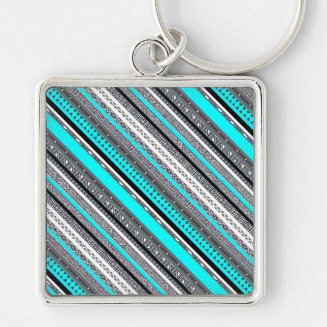 Porte-clés Joli aqua gris aztèque motif (Devant)