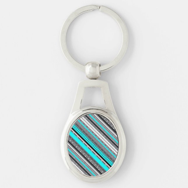 Porte-clés Joli aqua gris aztèque motif (Devant)