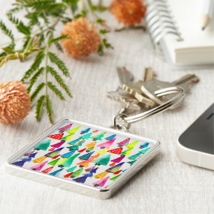 Porte-clés Joli aquarelle arbres de Noël