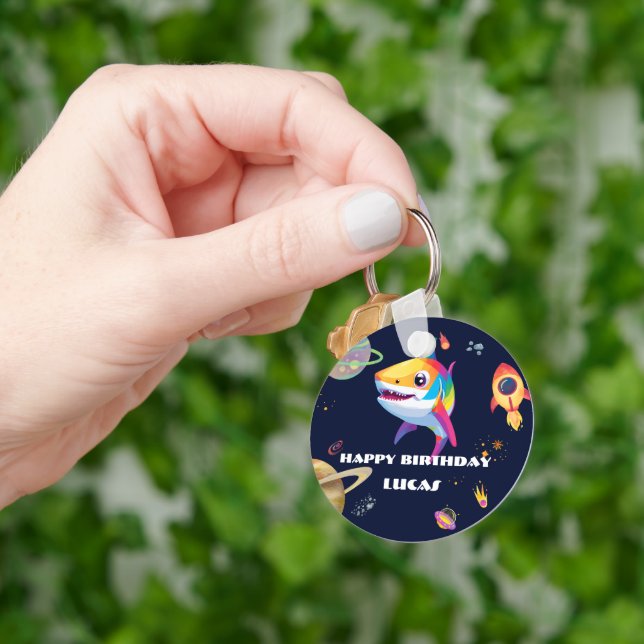 Porte-clés Joli arc-en-ciel Shark Galaxy Rocket fête d'annive (main)