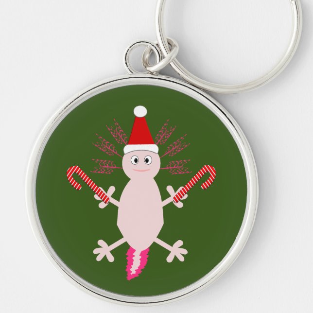 Porte-clés Joli Axolotl de Noël (Devant)