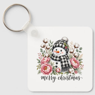 Porte-clés Joli Bonhomme de Neige Joyeux Noël