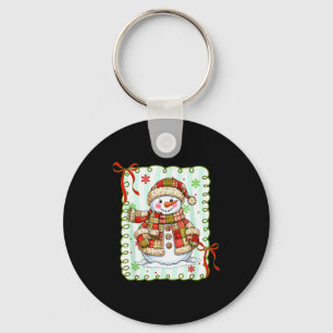 Porte-clés Joli Bonhomme de Neige Patchwork Noël Xmas Hommes