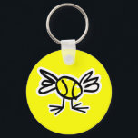 Porte-clés Joli cadeau porte - clé de poussette de tennis<br><div class="desc">Joli joueur de tennis chick dessin animé porte - clé cadeau pour les filles,  coach,  maman etc. Porte - clés sportifs sur mesure. Amusant design porte - clé à bille jaune. Fun Anniversaire fête de faveur idée pour joueur de tennis.</div>