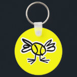 Porte-clés Joli cadeau porte - clé de poussette de tennis<br><div class="desc">Joli joueur de tennis chick dessin animé porte - clé cadeau pour les filles,  coach,  maman etc. Porte - clés sportifs sur mesure. Amusant design porte - clé à bille jaune. Fun Anniversaire fête de faveur idée pour joueur de tennis.</div>