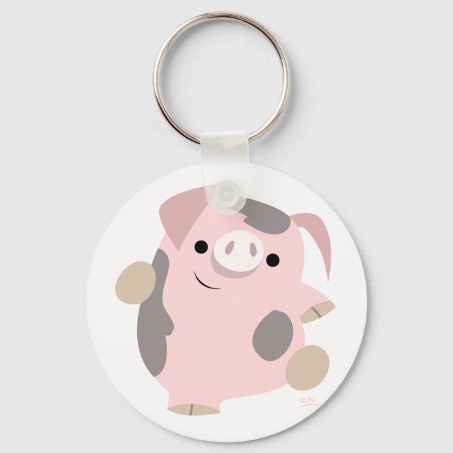 Porte-clés Joli caricature Dancing Pig Porte - clé (Recto)