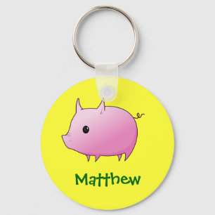 Porte-clés Joli Cartoon Pink Pig Nom personnalisé Cadeau