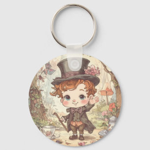 Porte-clés Joli Chapelier Fou Artistique Bois Fantaisiste Mer