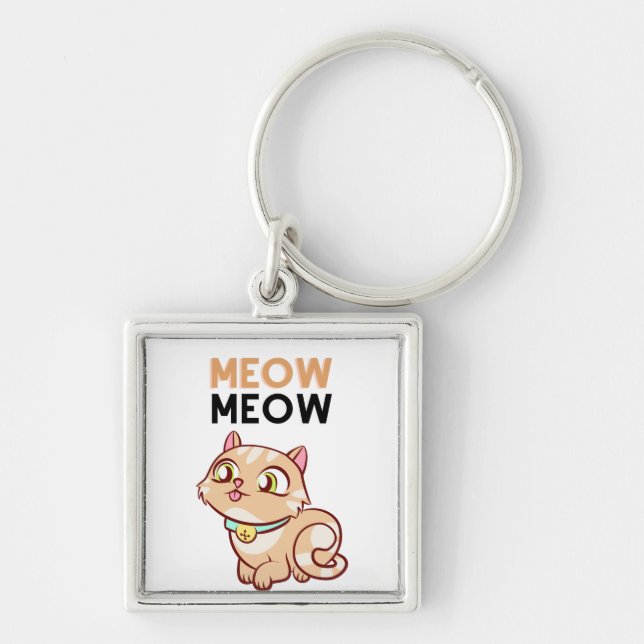 Porte-clés Joli chat brun miaulant (Devant)