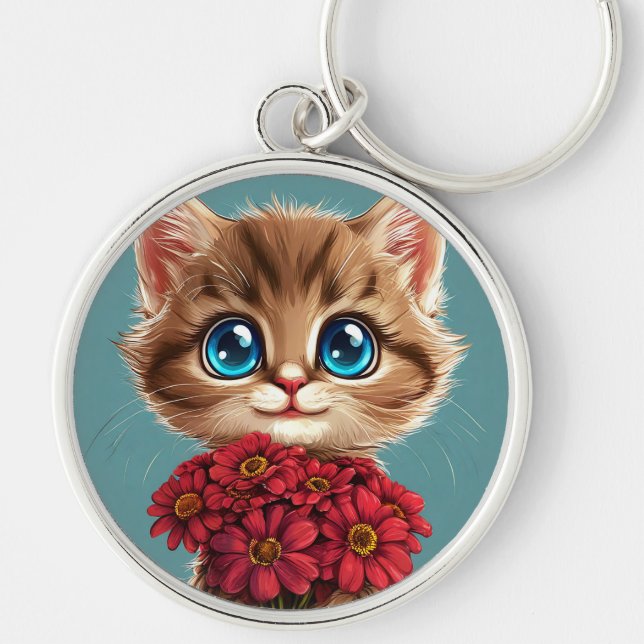 Porte-clés Joli chat de dessin animé (Devant)