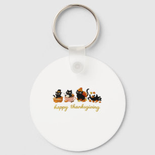 Porte-clés Joli Chat Dinde Joyeux Thanksgiving Automne Meowy