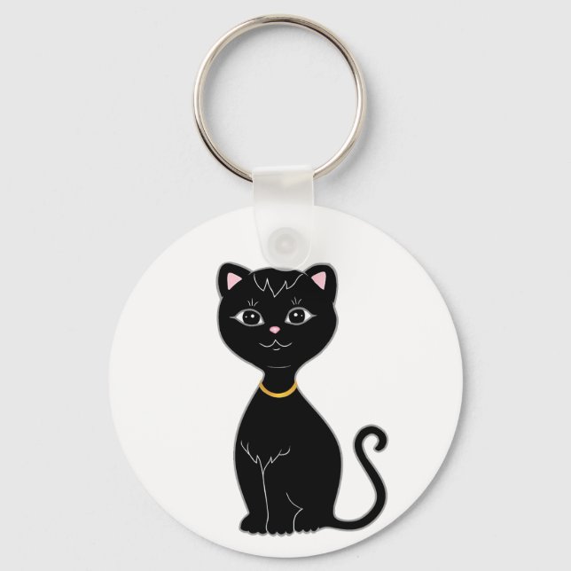 Porte-clés Joli Chat Noir (Recto)