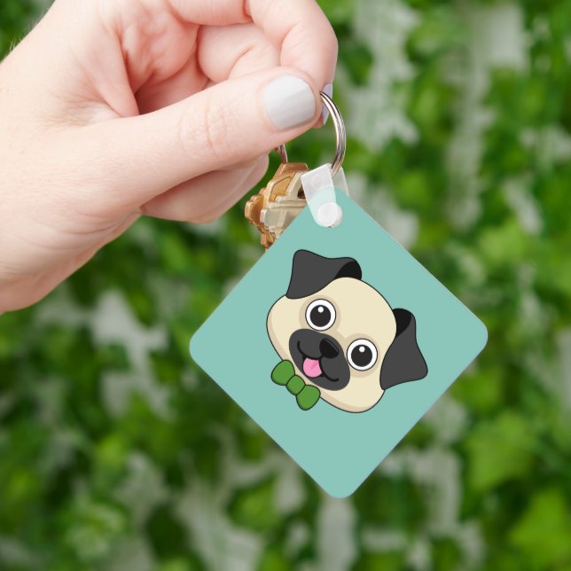 Porte-clés Joli chien Carlin avec Papillon (main)