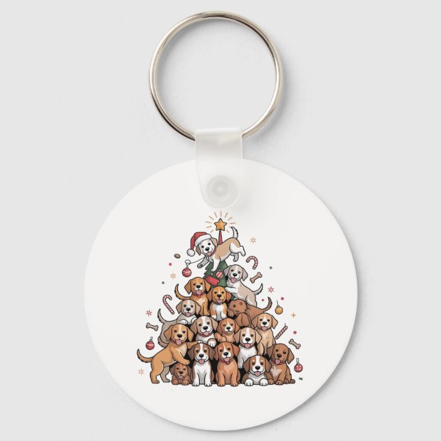 Porte-clés Joli chien d'arbre de Noël de Noël   (Recto)
