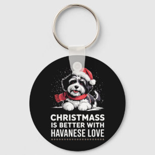 Porte-clés Joli chien de Noël Christmas est mieux avec
