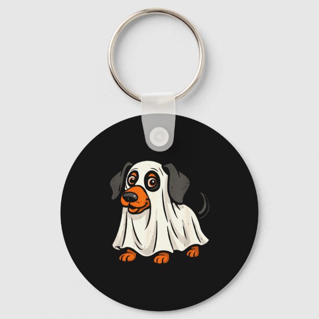 Porte-clés Joli chien fantôme halloween teckel  (Recto)